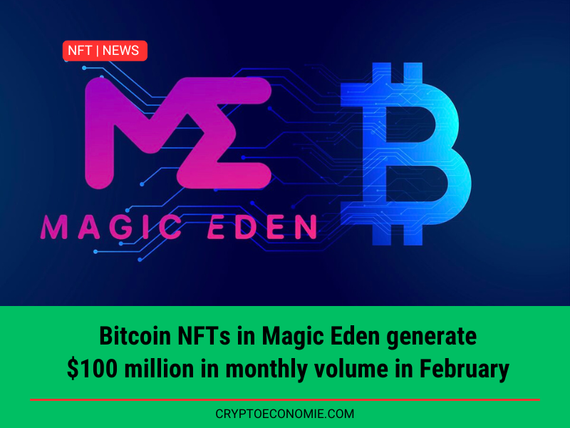 ​​​​​​​ Bitcoin NFTs in Magic Eden generate $100 million in monthly volume in February. 